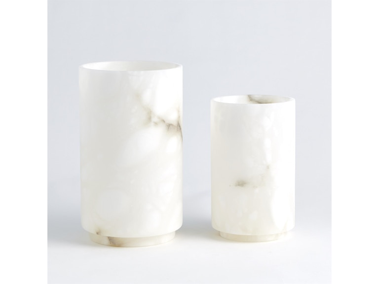 Global Views Home Accents Alabaster Cylinder Vase-White-Sm 3.31619 at Norwood Furniture