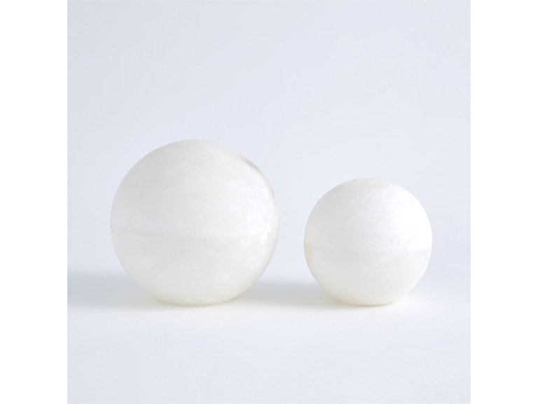 Global Views Home Accents Alabaster Sphere Box-White-Sm 3.31617 at Norwood Furniture