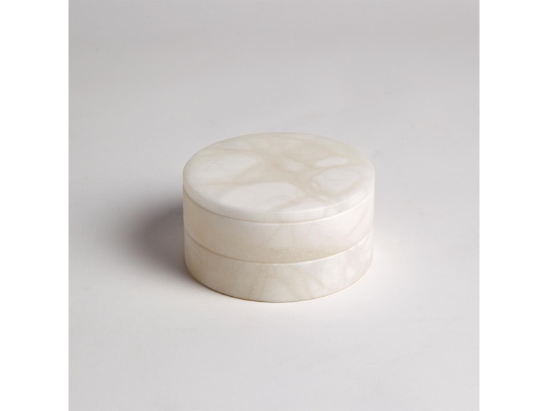 Global Views Home Accents Alabaster Swivel Box-White 3.31562 at Norwood Furniture