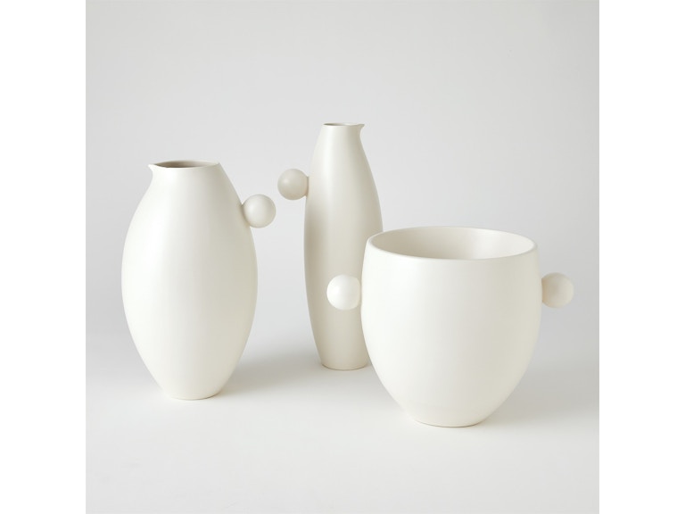 Global Views Home Accents Ball Handled Pitcher-White-Sm 1.10849 at Norwood Furniture
