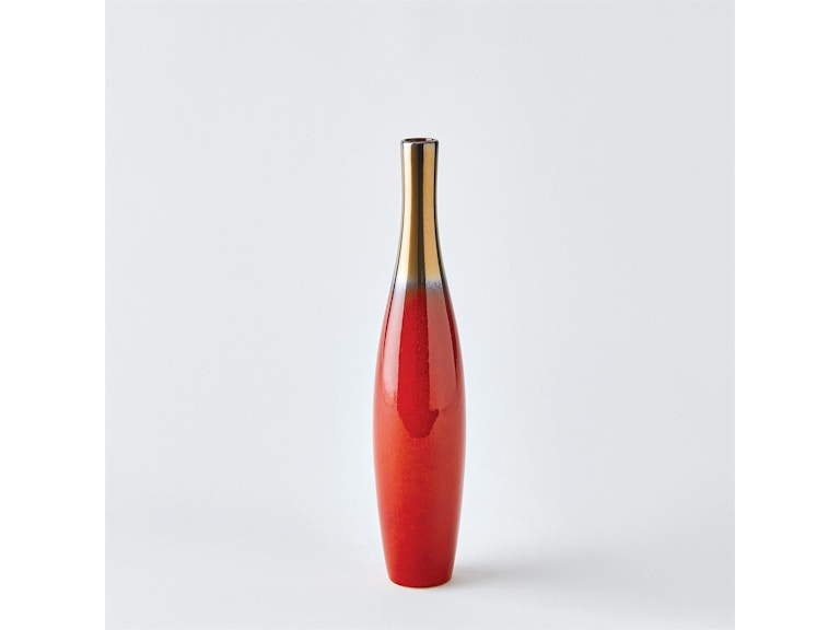 Global Views Home Accents Boliche Vase-Red/Bronze-Short 1.11075 at Norwood Furniture