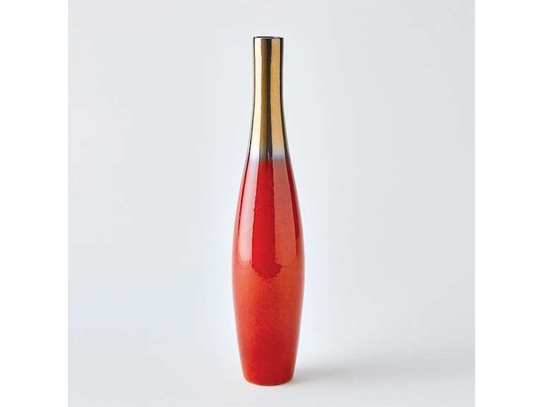 Global Views Home Accents Boliche Vase-Red/Bronze-Tall 1.11074 at Norwood Furniture