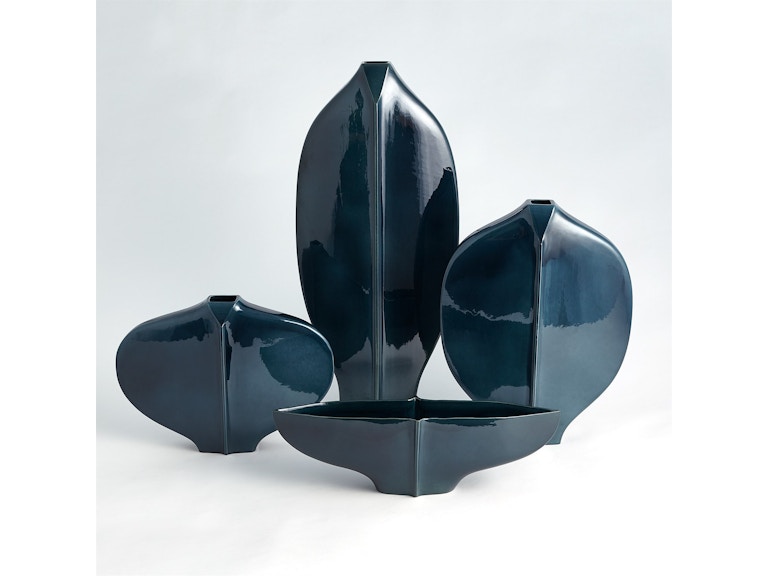 Global Views Home Accents Center Ridge Vase-Blue-Sm 1.10766 at Norwood Furniture