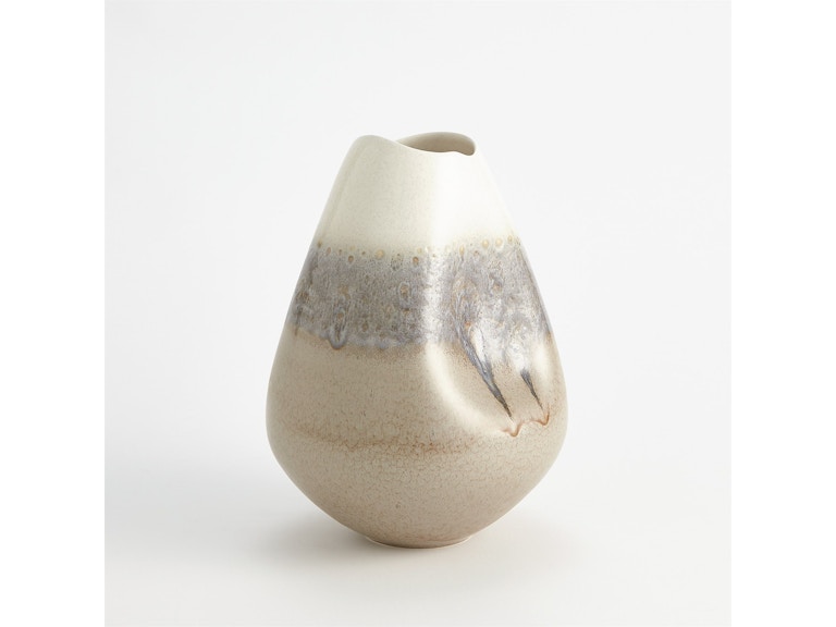 Global Views Home Accents Cream Rises Dented Vase-Sm 1.10807 at Norwood Furniture