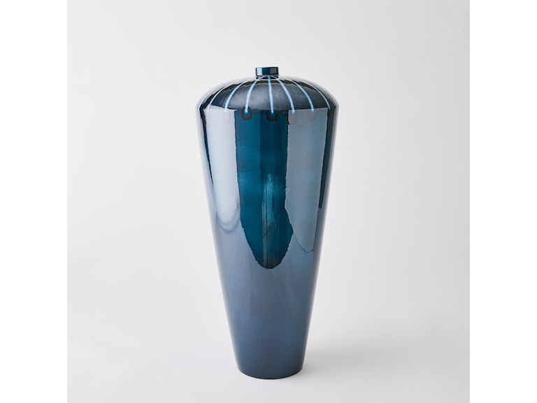 Global Views Home Accents Domed Vase-Reactive Blue-Wide 1.11070 at Norwood Furniture