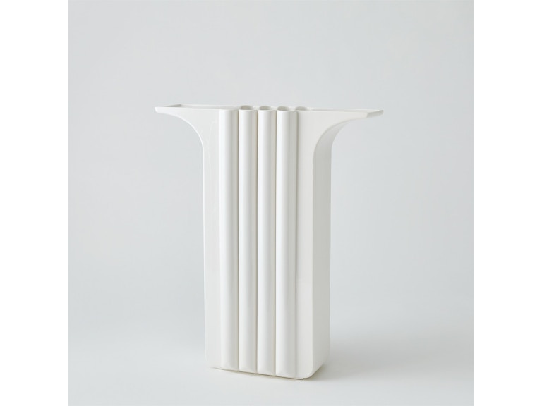Global Views Home Accents Flying Column Vase-White-Wide 1.11059 at Norwood Furniture