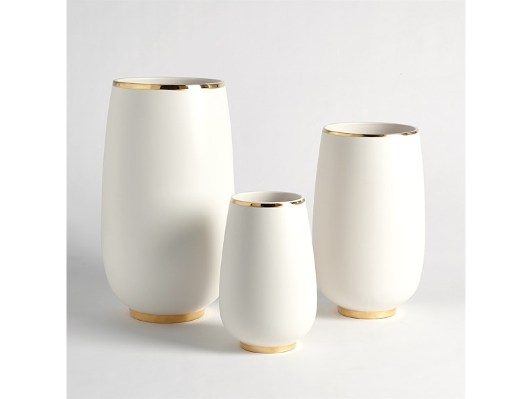 Global Views Home Accents Gold Rim Bulb Vase-White-Sm 1.10763 at Norwood Furniture