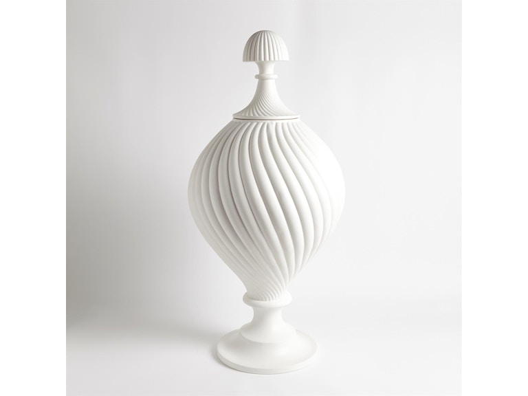 Global Views Home Accents Grande Swirl Jar-Matte White 1.10689 at Norwood Furniture
