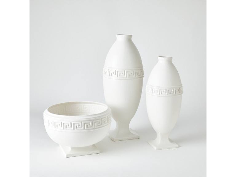 Global Views Home Accents Greek Key Vase-White-Sm 1.10878 at Norwood Furniture