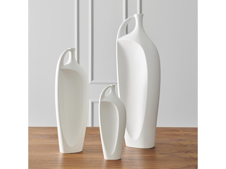Global Views Home Accents Indentation Vase-Matte White-Lg 1.10679 at Norwood Furniture