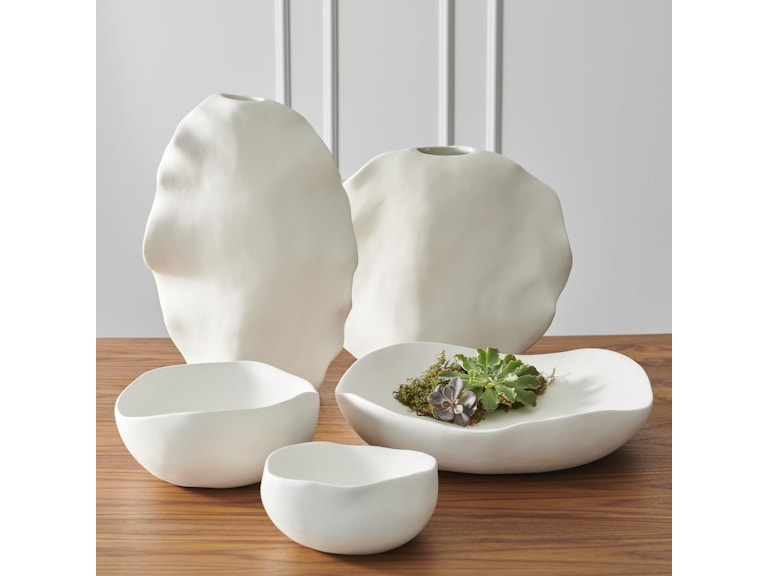 Global Views Home Accents Kelp Vase-Matte White-Low 3.31440 at Norwood Furniture
