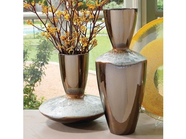 Global Views Home Accents Martas Vase-Bronze Reactive Blue-Low 1.10510 at Norwood Furniture