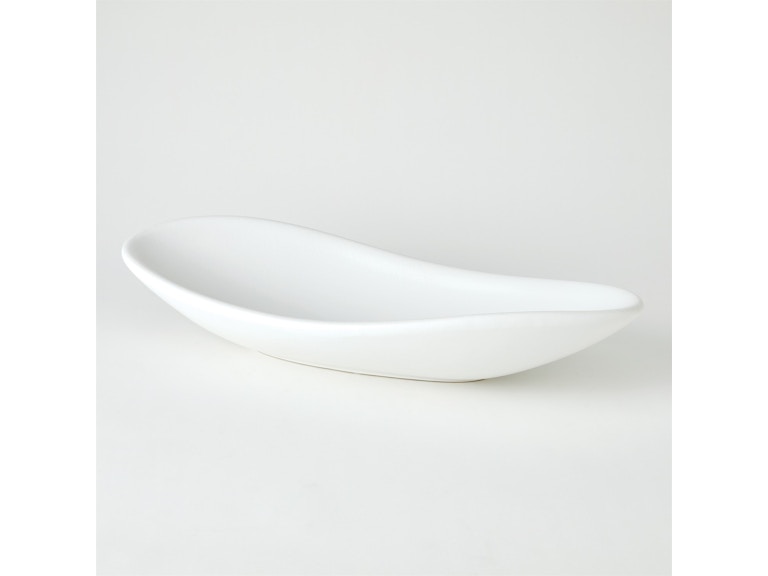 Global Views Home Accents Oblong Platter Bowl-Matte White 1.10908 at Norwood Furniture