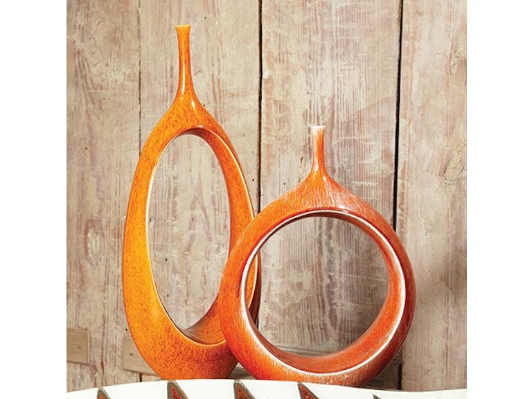 Global Views Home Accents Open Oval Ring Vase-Orange 1878 at Norwood Furniture