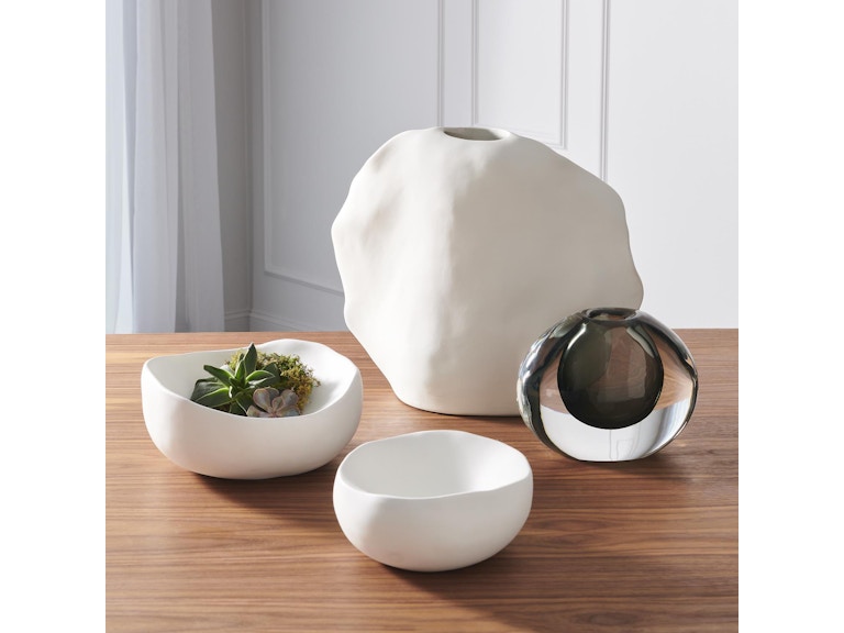 Global Views Home Accents Organic Round Bowl-Matte White-Lg 3.31436 at Norwood Furniture