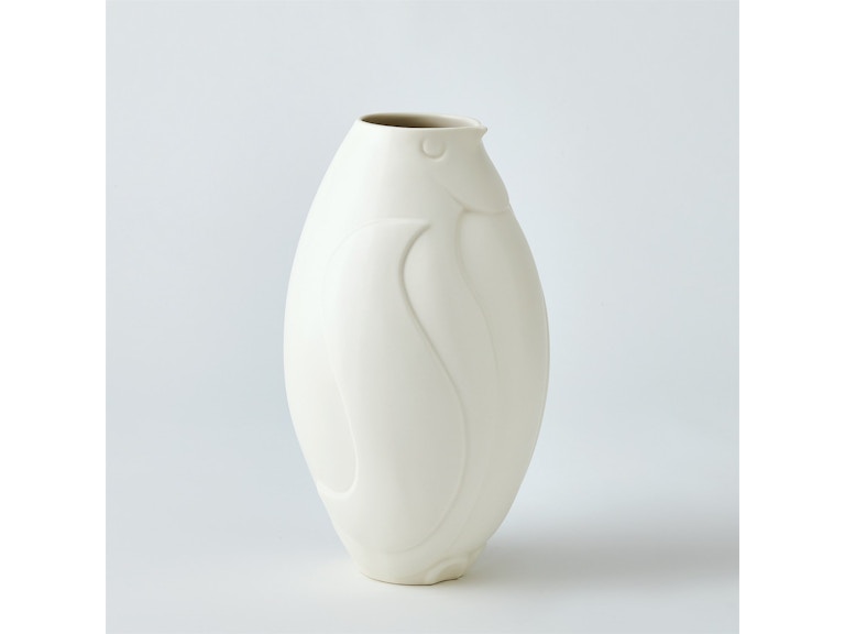 Global Views Home Accents Penguin Vase-Matte White-Wide 1.11034 at Norwood Furniture