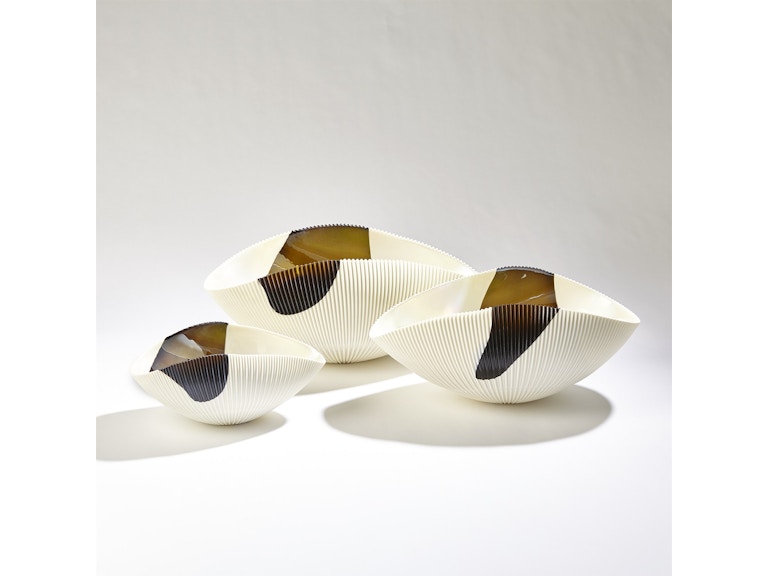 Global Views Home Accents Pleated Bowl-Bronze Stripe-Sm 3.31569 at Norwood Furniture