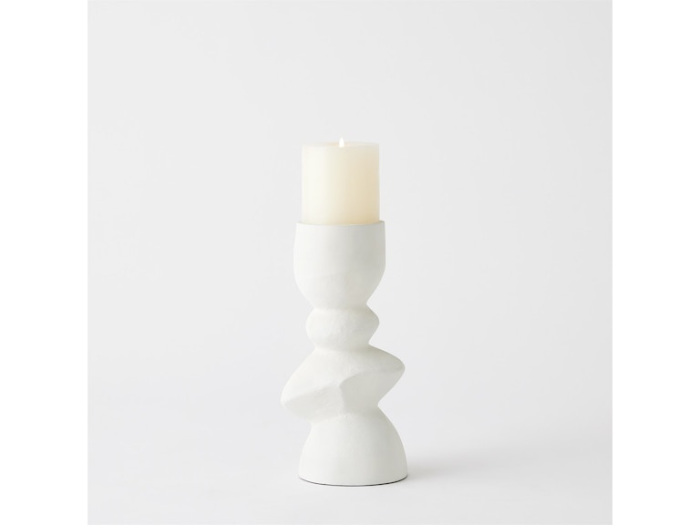 Global Views Home Accents Pradier Candle Holder-White-Med CLL9.90076 At Norwood Furniture