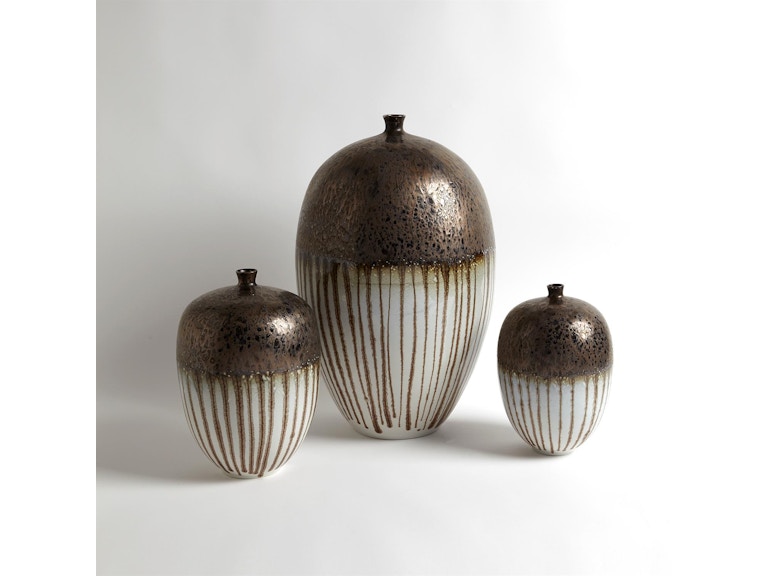Global Views Home Accents Reactive Bronze Stripe Vessel-Lg 1.10694 at Norwood Furniture