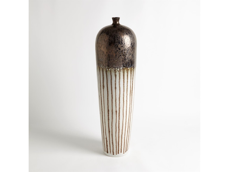 Global Views Home Accents Reactive Bronze Stripe Vessel-Tall 1.10693 at Norwood Furniture