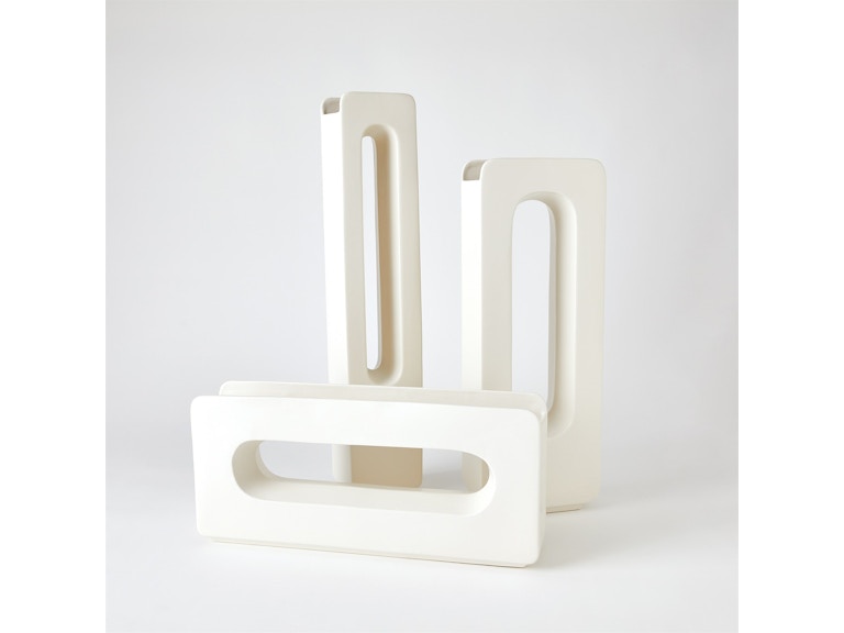 Global Views Home Accents Rectangle Vase-White-Med 1.10858 at Norwood Furniture