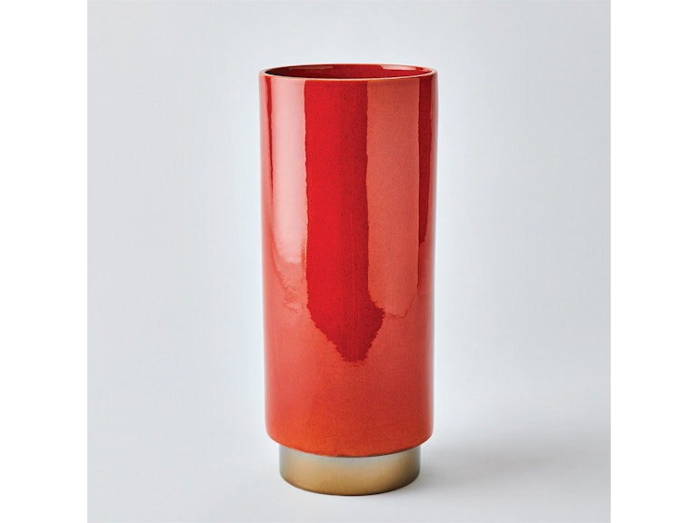 Global Views Home Accents Rolo Vase-Red/Bronze-Lg 1.11076 at Norwood Furniture