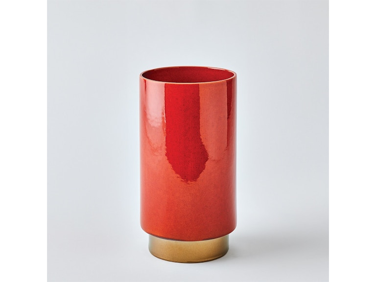 Global Views Home Accents Rolo Vase-Red/Bronze-Sm 1.11077 at Norwood Furniture
