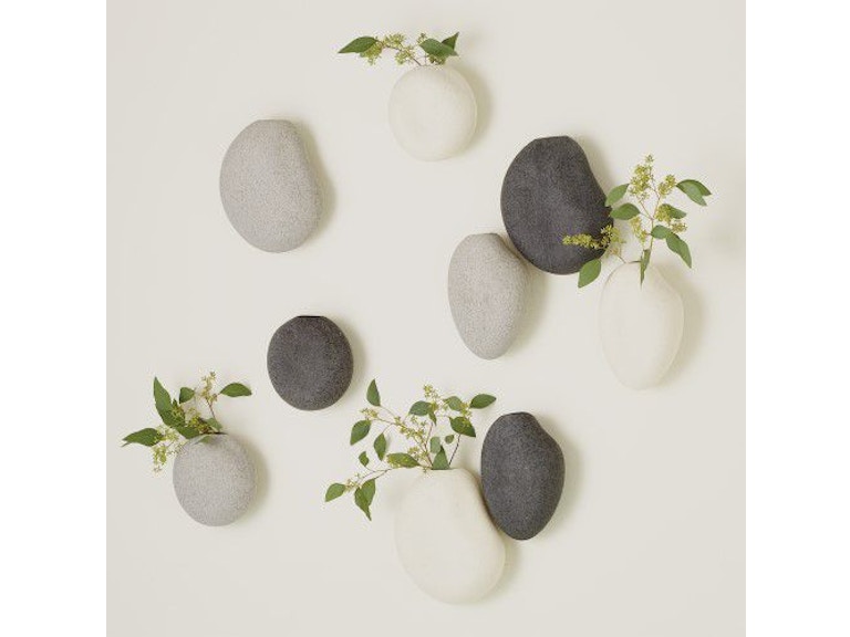 Global Views Home Accents S/3 Pebble Wall Vases-Black 1.10534 at Norwood Furniture