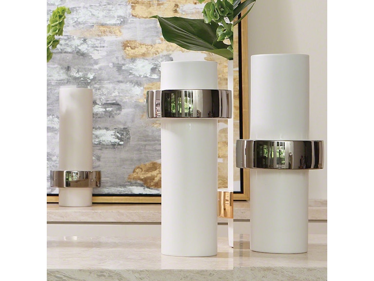 Global Views Home Accents Silver Ring Vase-High 1.10421 at Norwood Furniture