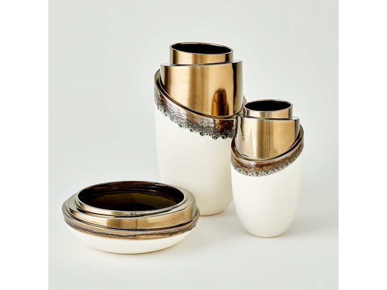 Global Views Home Accents Slant Stack Vase-Reactive Bronze-Sm 1.10987 at Norwood Furniture