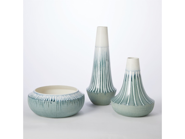 Global Views Home Accents Striped Flair Bowl-Lambs Ear 1.10867 at Norwood Furniture
