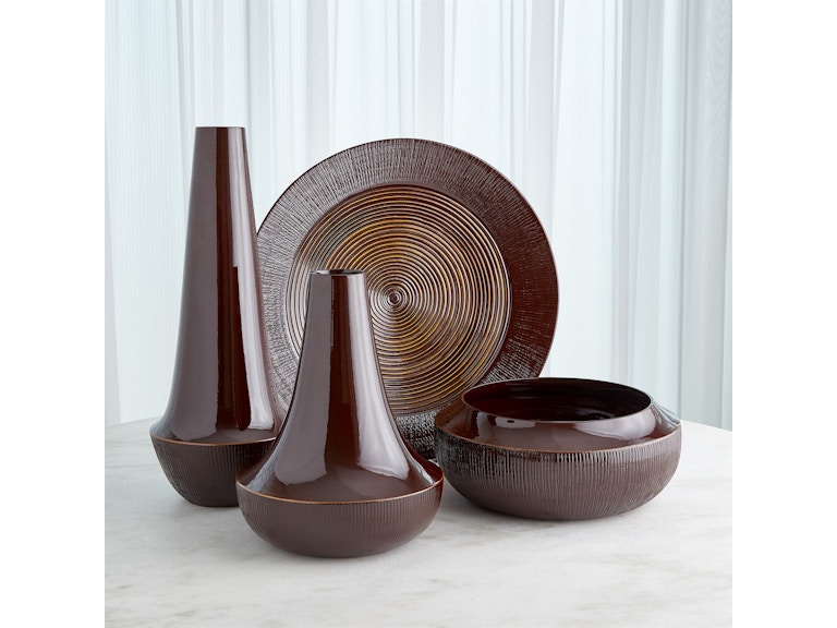 Global Views Home Accents Striped Flair Urn-Garnet 1.10860 at Norwood Furniture