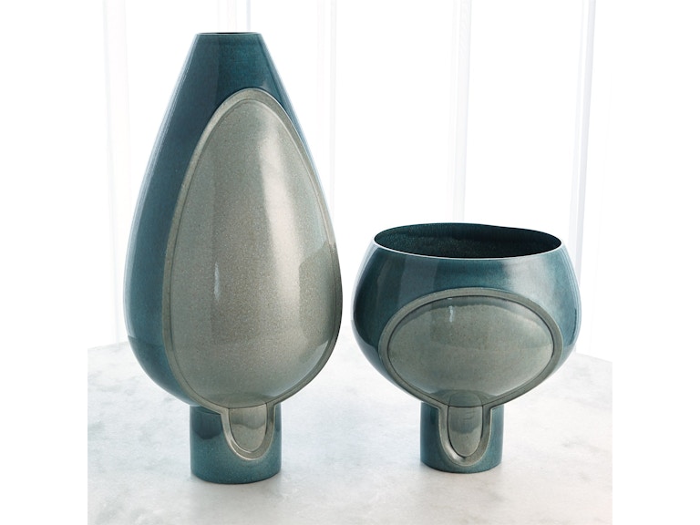 Global Views Home Accents Two Tone Pod Vase-Azure-Squat 1.10795 at Norwood Furniture