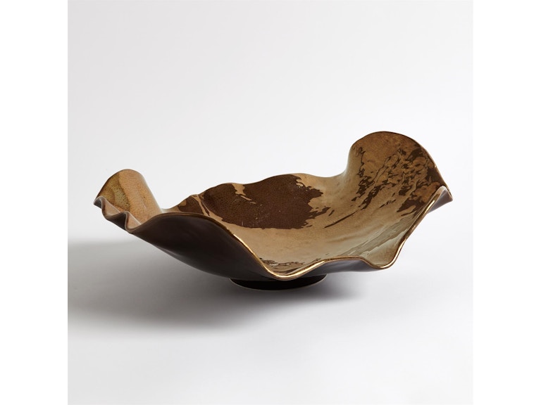 Global Views Home Accents Wave Platter-Bronze Crackle 3.31501 at Norwood Furniture