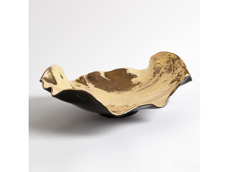 Global Views Home Accents Wave Platter-Gold Crackle 3.31502 at Norwood Furniture