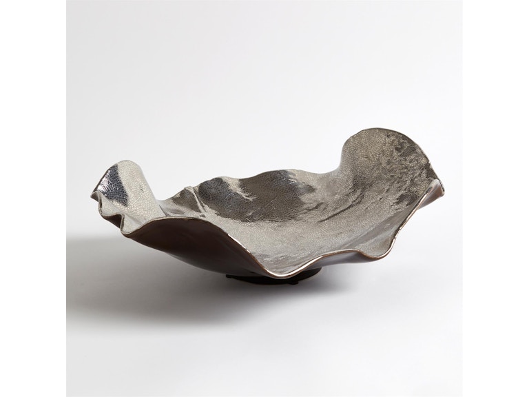 Global Views Home Accents Wave Platter-Platinum Crackle 3.31503 at Norwood Furniture