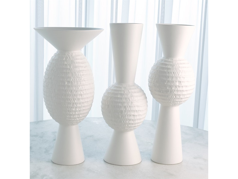 Global Views Home Accents Wide Chiseled Orb Vase-Matte White 1.10814 at Norwood Furniture