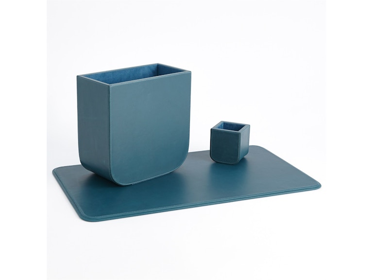 Global Views Home Office Radius Edge Leather Desk Blotter-Azure 9.93737 at Norwood Furniture