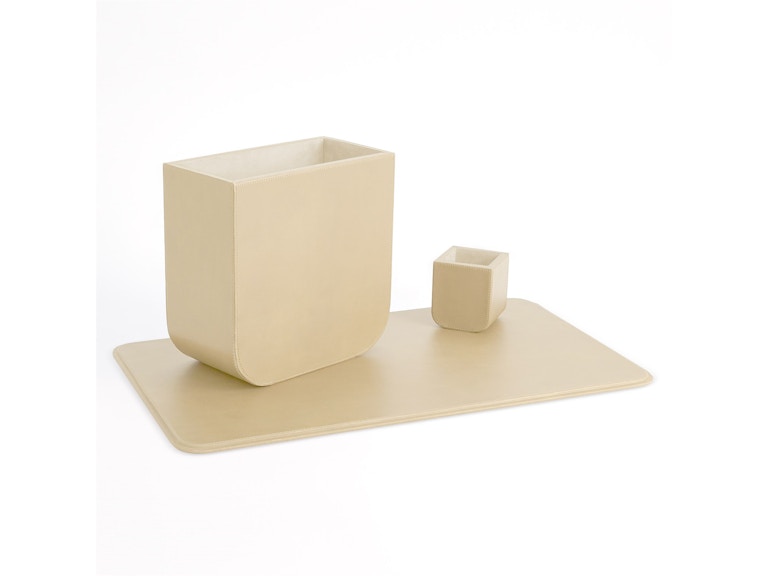 Global Views Home Office Radius Edge Leather Desk Blotter-Beige 9.93788 at Norwood Furniture