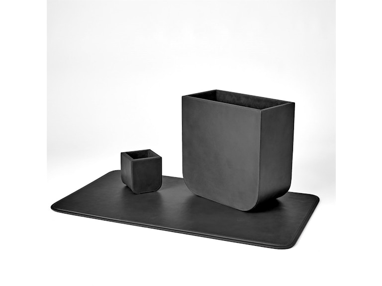 Global Views Home Office Radius Edge Leather Desk Blotter-Black 9.93794 at Norwood Furniture