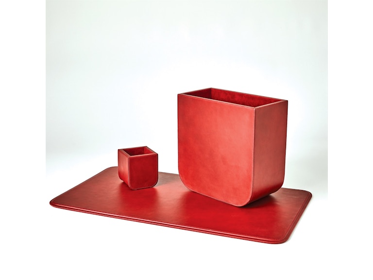 Global Views Home Office Radius Edge Leather Desk Blotter-Deep Red 9.93808 at Norwood Furniture