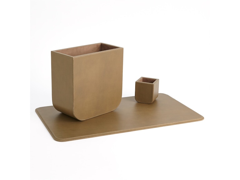 Global Views Home Office Radius Edge Leather Desk Blotter-Putty 9.93731 at Norwood Furniture