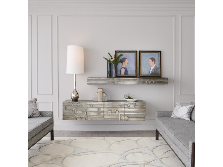 Global Views Living Room Abstract Block Cabinet-Nickel 9.93122 at Norwood Furniture