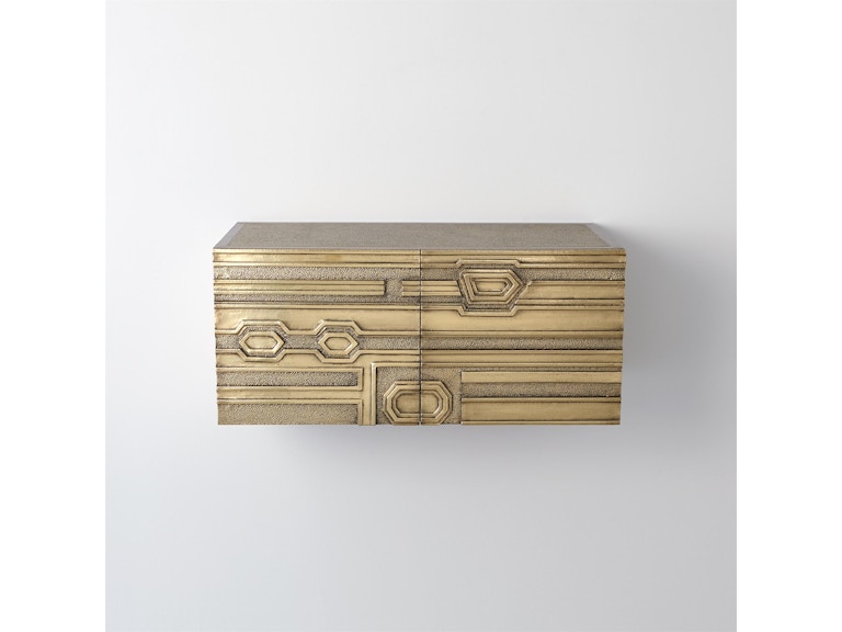 Global Views Living Room Abstract Block Cabinet-Right-Brass 9.93757 at Norwood Furniture