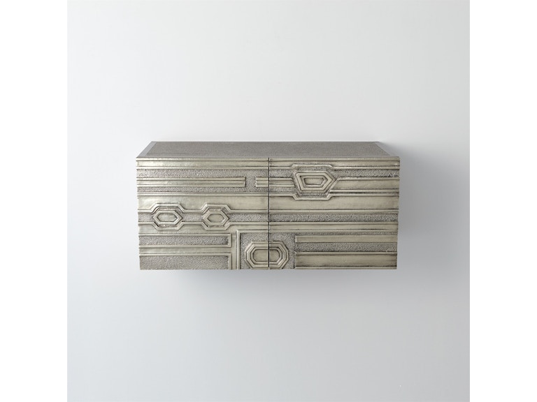 Global Views Living Room Abstract Block Cabinet-Right-Nickel 9.93754 at Norwood Furniture