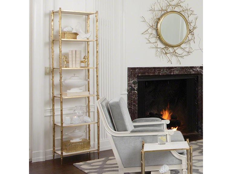 Global Views Living Room Arbor Etagere-Brass/White Marble 8.82035 at Norwood Furniture