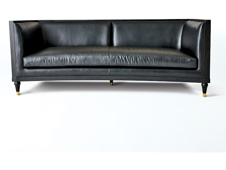 Global Views Living Room Arc Sofa-Black Leather 2.20037 At Norwood Furniture