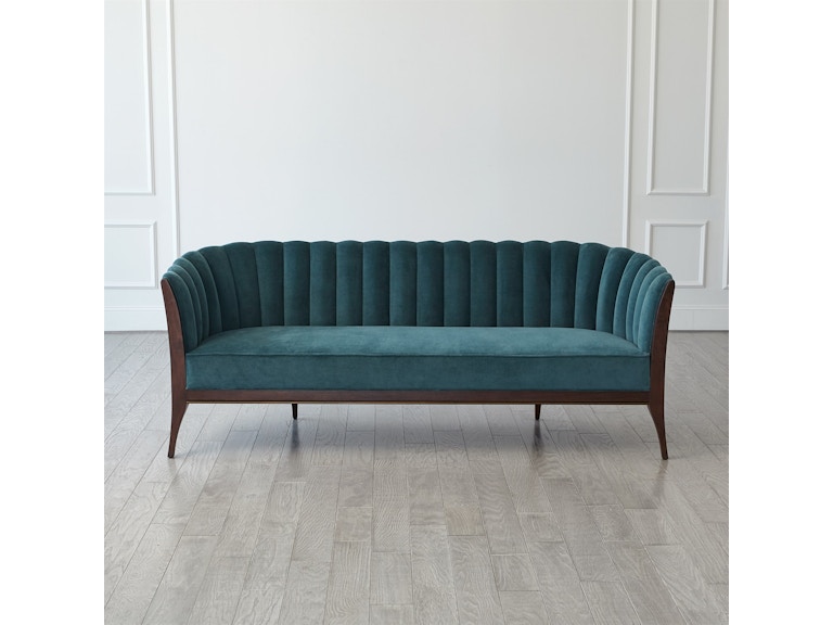 Global Views Living Room Channel Back Sofa-Dragonfly Velvet 2687 at Norwood Furniture