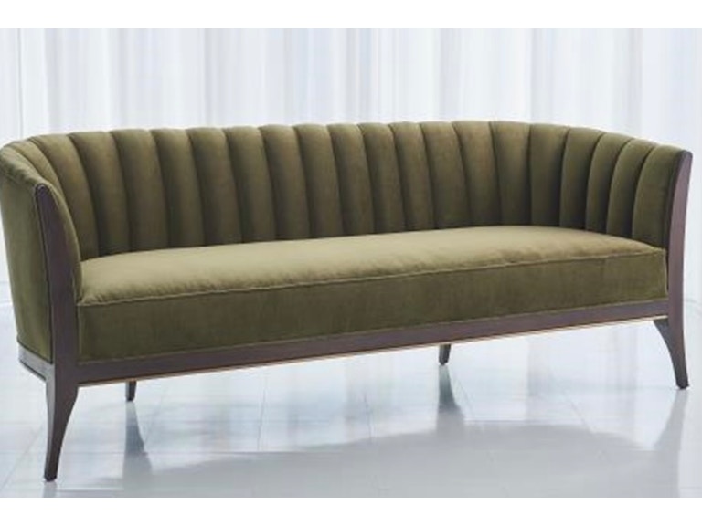 Global Views Living Room Channel Back Sofa-Moss Velvet 2578 at Norwood Furniture