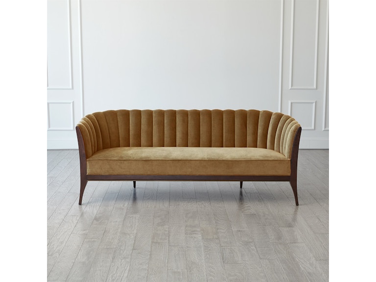 Global Views Living Room Channel Back Sofa-Toast Velvet 500 at Norwood Furniture